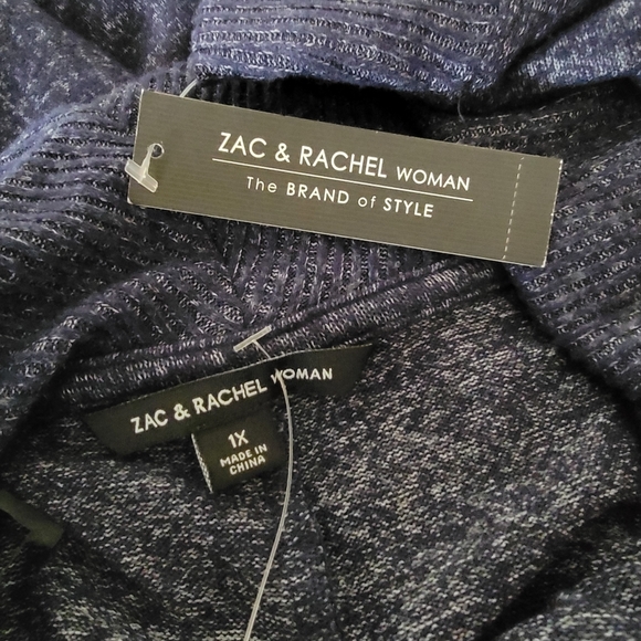 Zac & Rachel Cowl Neck Navy Heather Blue Sweater - Picture 6 of 6
